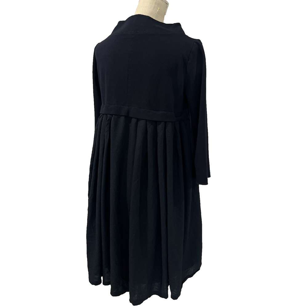 Erre Esse Bergamo Pleated Dress Womens Size Medium Italian Boutique Pockets Navy